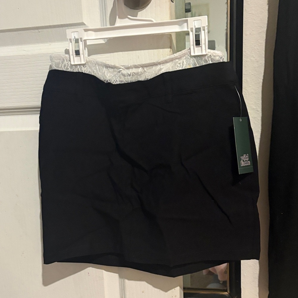 Wild Fable Black Mini Skirt with Lace Trim